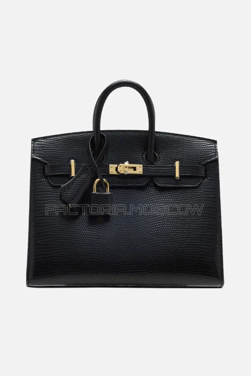 Hermès Birkin Sellier 25 Shiny Black Niloticus Lizard GHW