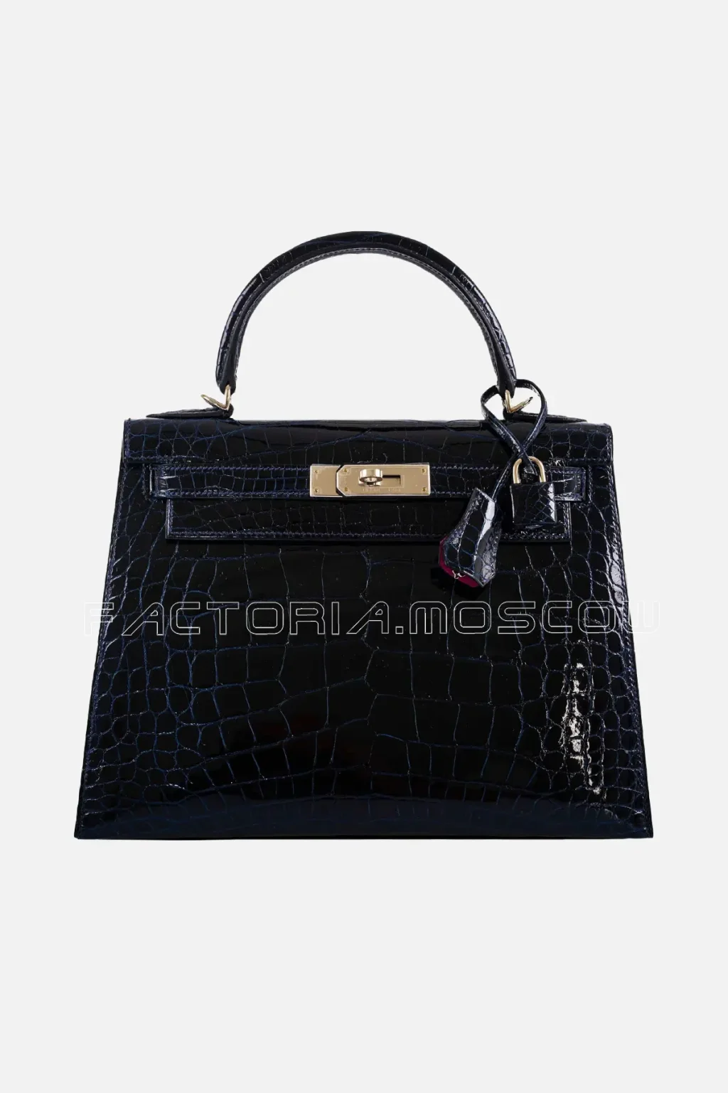 Hermes Kelly Sellier 28 Shiny Blue Marine Nilo Crocodile And Rose Scheherazade PHW