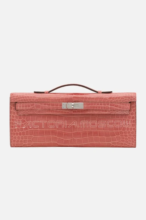 Hermes Kelly Cut Shiny Porosus Crocodile With Palladium Hardware