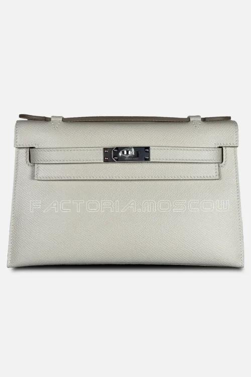 Hermes Kelly Pouchette Epsom Colour Craie PHW
