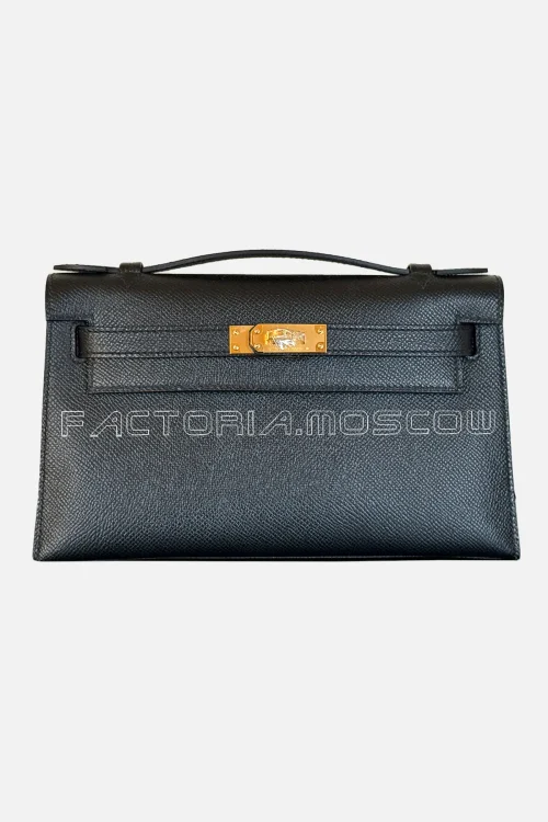 Hermes Kelly Pochette Epsom Colour Black GHW