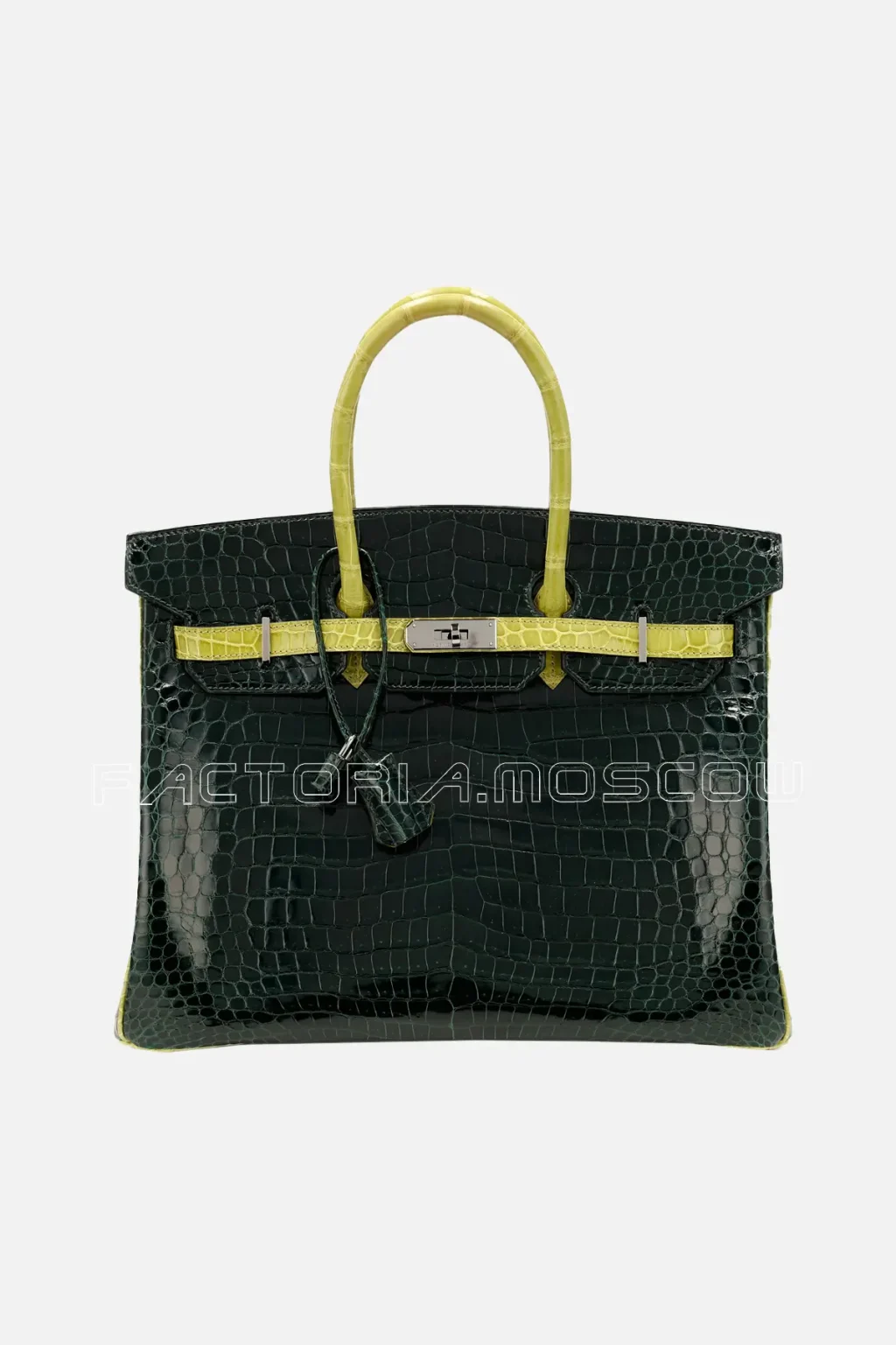 Hermès HSS Birkin 35 Shiny Porosus Crocodile Colour Vert Fonce and Vert Anis PHW