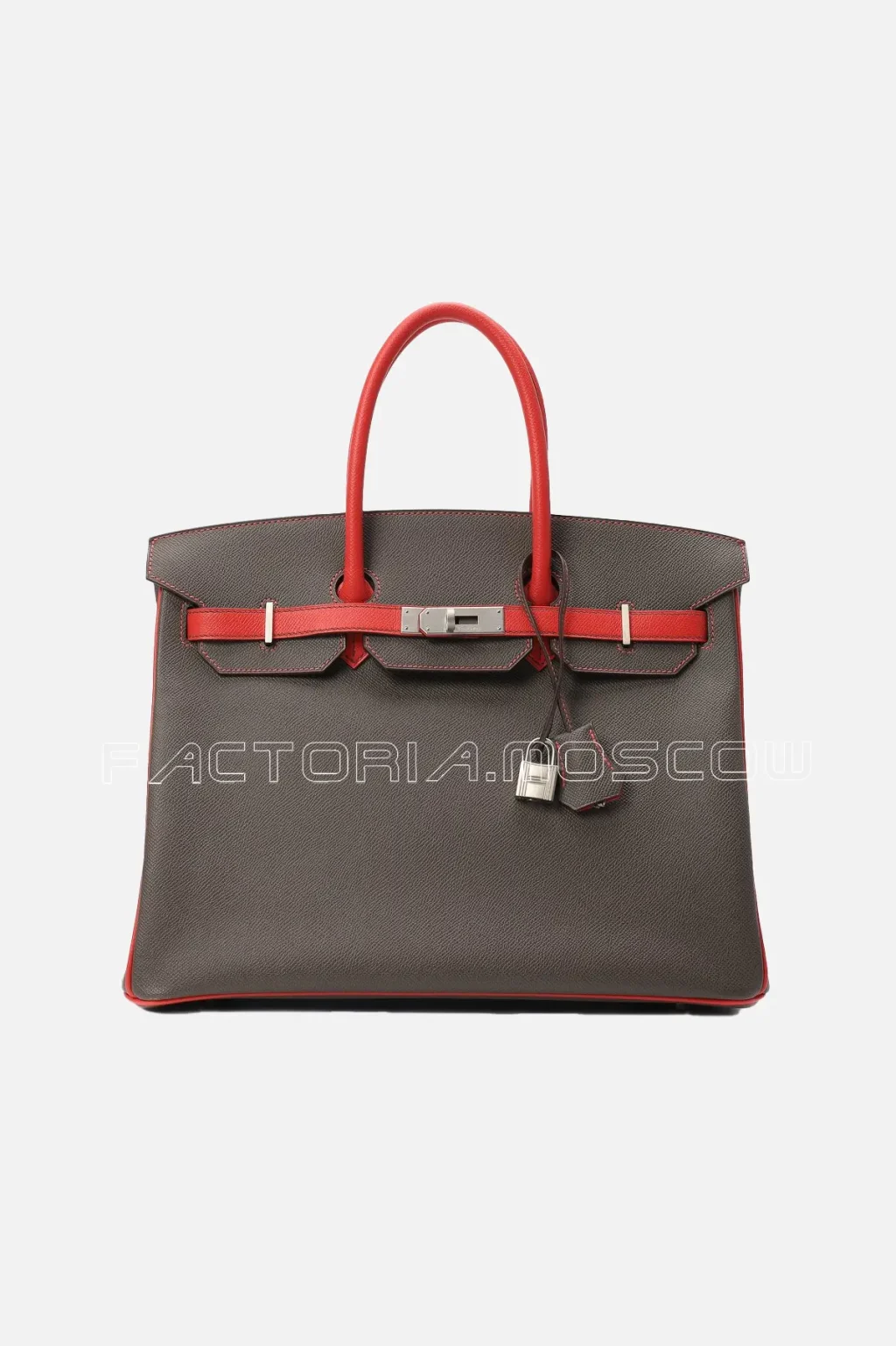Hermes HSS Birkin 35 Epsom Colour Gris Mayer/Rouge Casaque PHW
