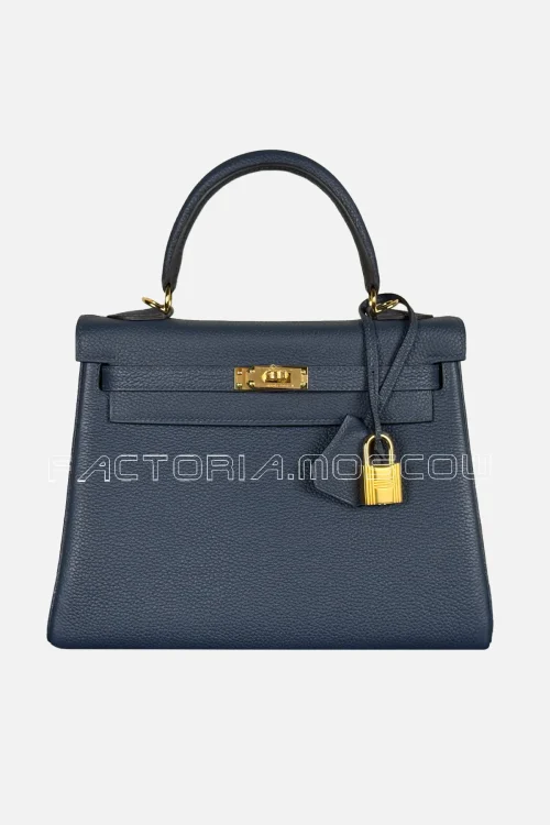 Hermes Kelly Retourne 25 Togo Colour Blue Sapphire GHW
