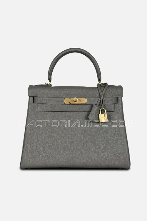 Hermes Kelly Retourne 28 Togo Colour Gris Meyer GHW