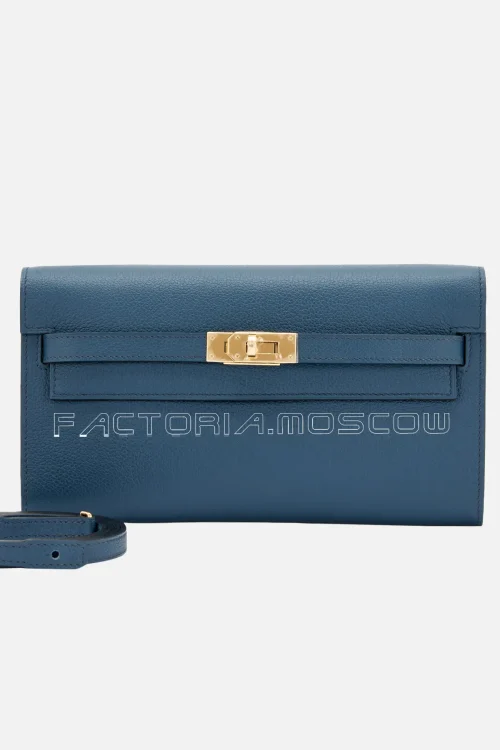 Hermès Kelly To Go Wallet Bleu De Prusse Gold Hardware