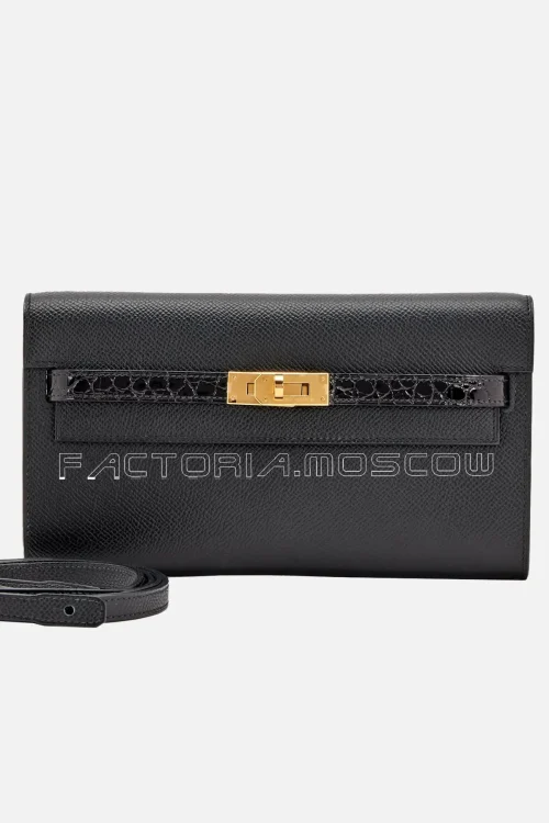 Hermès Kelly To Go Wallet Touch Niloticus Crocodile And Epsom Gold Hardware
