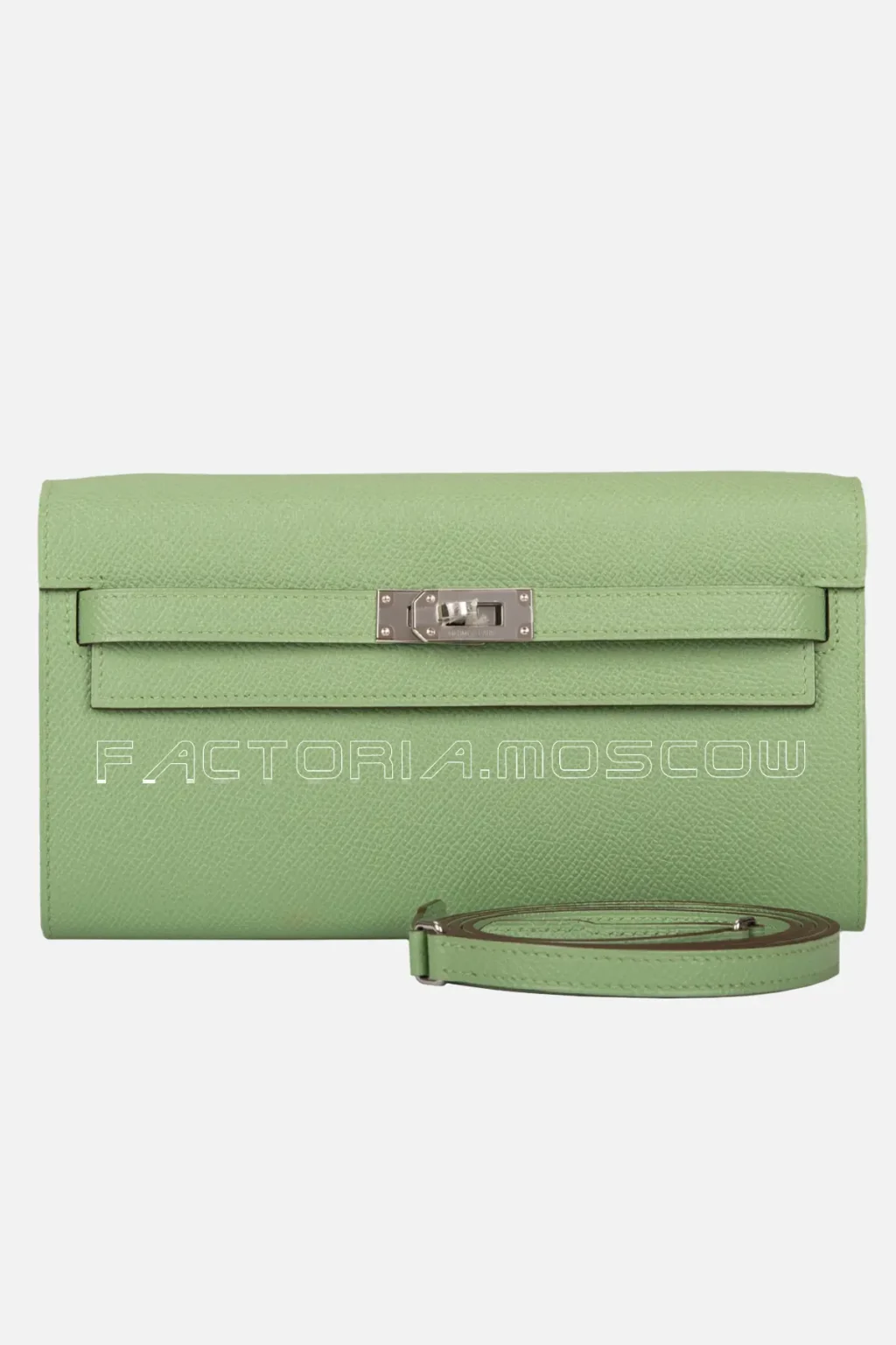 Hermès Kelly Classic Wallet To Go Vert Criquet And Blue Brume Leather Palladium Hardware