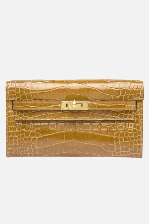 Hermes Kelly To Go Shiny Alligator With Gold Hardware
