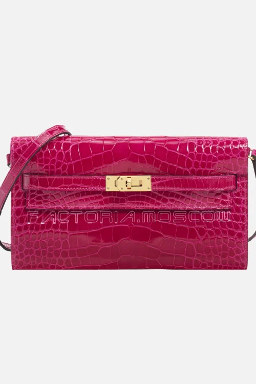 Hermes Kelly To Go Shiny Alligator With Gold Hardware
