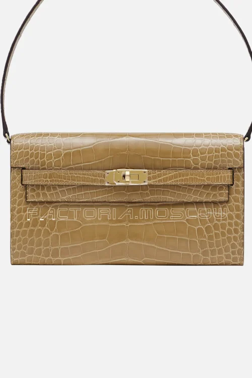 Hermes Kelly To Go Shiny Alligator With Gold Hardware