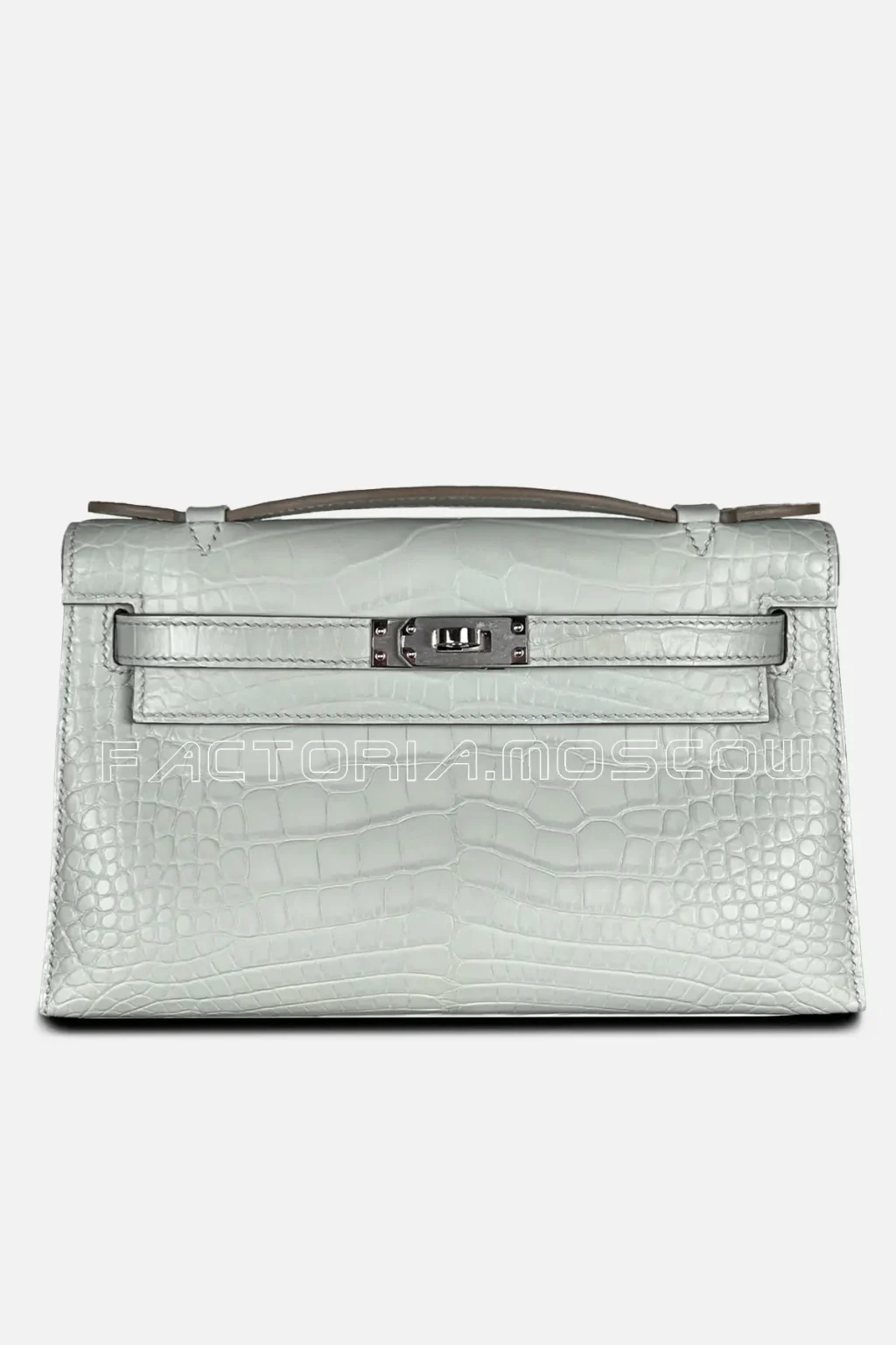 Hermes Kelly Pouchette Alligator matte Colour Gris Pearl PHW