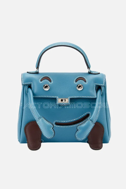 Hermès Quelle Idole Kelly Doll Bleu Jean And Chocolat Palladium Hardware