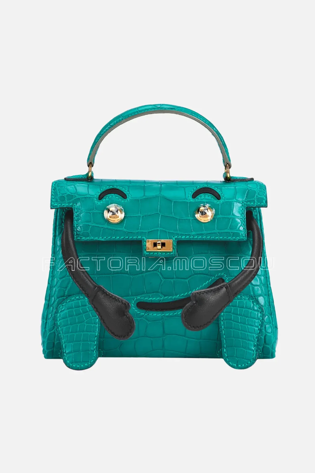 Hermès Hss Quelle Idole Kelly Doll Malachite Matte Alligator And Black Swift Gold Hardware