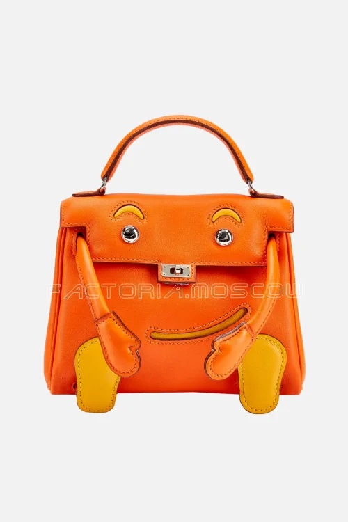 Hermès Quelle Idole Kelly Doll Orange H And Jaune Soleil Palladium Hardware