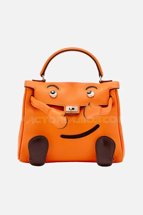 Hermès Quelle Idole Kelly Doll Orange H And Ébène Palladium Hardware