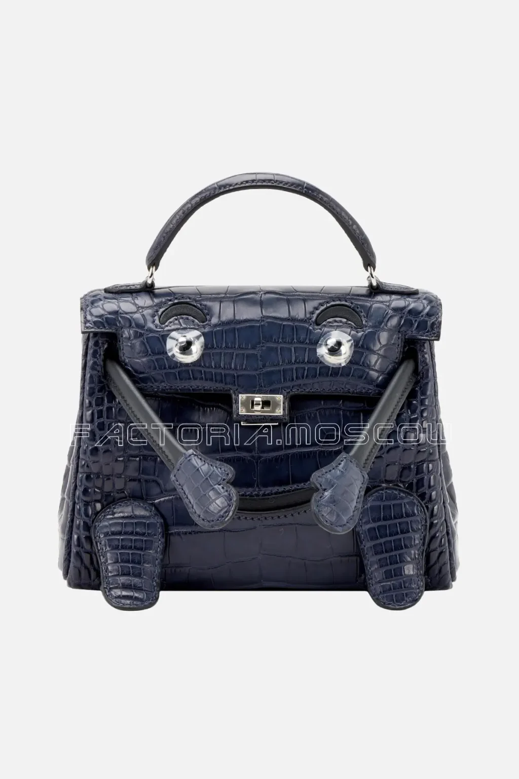 Hermès Quelle Idole Kelly Doll Bleu Nuit Matte Alligator And Black Swift Palladium Hardware