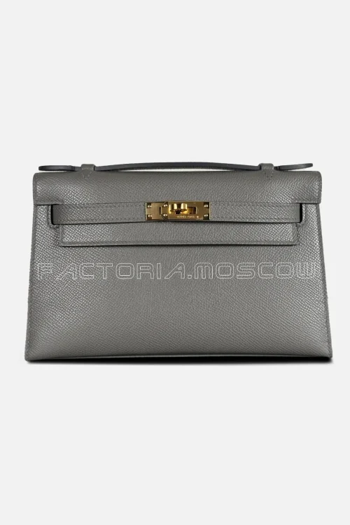 Hermes Kelly Pochette Epsom Colour Gris Meyer GHW