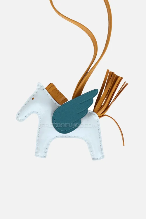 Hermès Rodeo Pegase Charm PM Bleu Brume, Sesame, Vert Bosphore Milo Leather