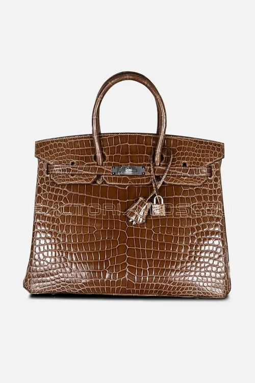 Hermes Birkin 35 Shiny Porosus Colour Ficelle Hardware PHW