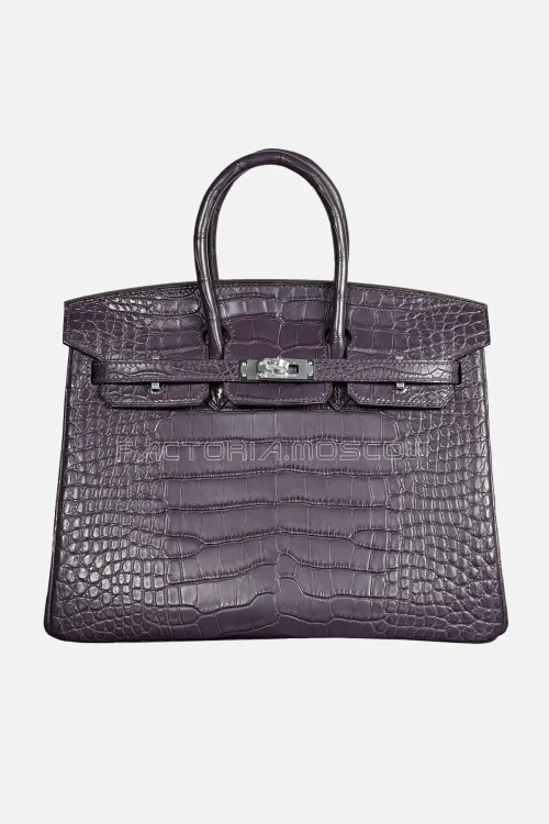 Hermes Birkin 25 Alligator Matte Colour Raisin Hardware PHW