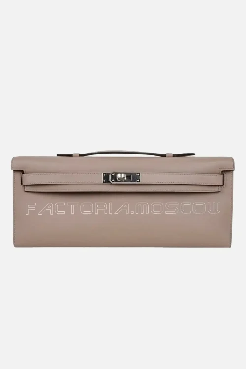 Hermes Kelly Cut Bag Clutch Palladium