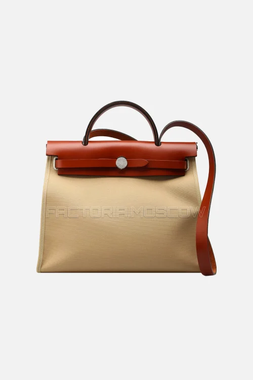 Hermes Herbag Zip Trench Toile/Hunter Cowhide PHW