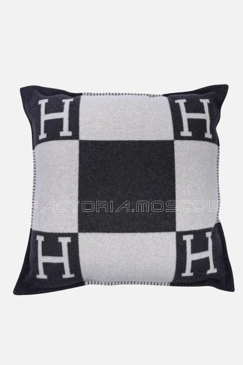 Hermes Pillow Avalon Gris Fonce / Ecru Large