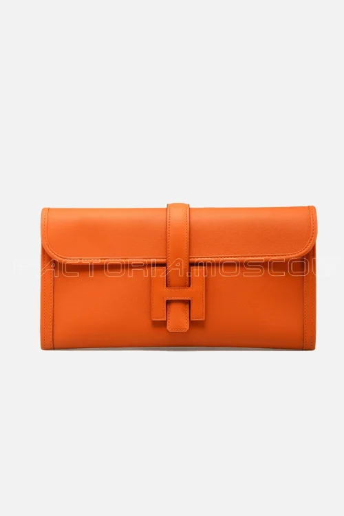 Hermes Jide Elan 29 Clutch Swift Orange Hardware Leather