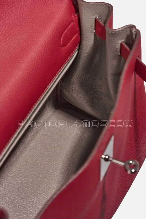 Hermès HSS Kelly Retourne 28 Togo Rouge Grenat/Gris Asphalt PHW