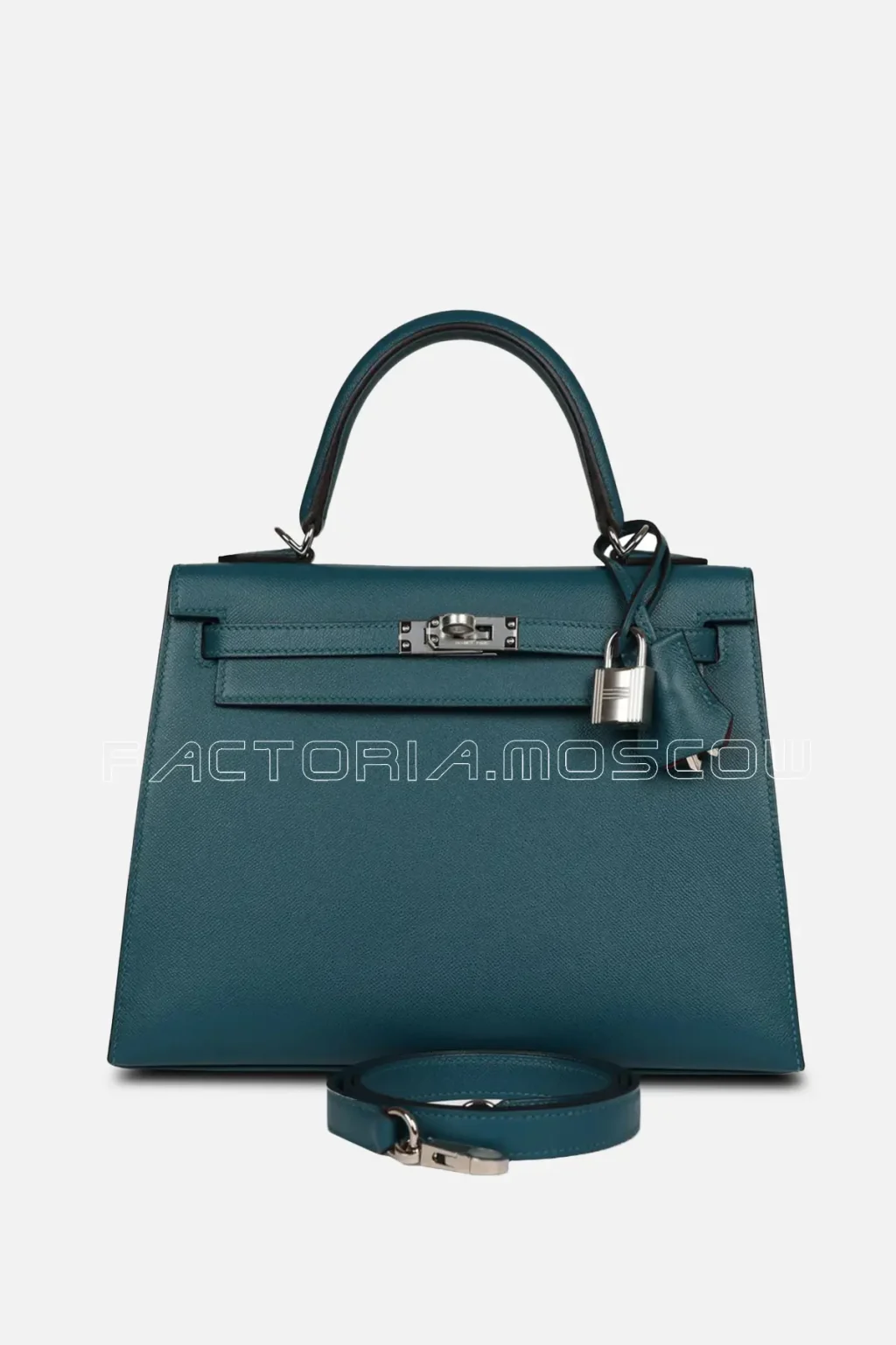 Hermès Kelly Sellier 25 Vert Bosphore Verso Madame PHW