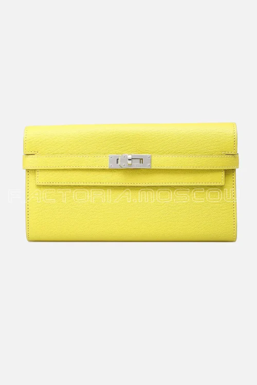 Hermes Kelly Long Wallet Chevre Lime Hardware Phw
