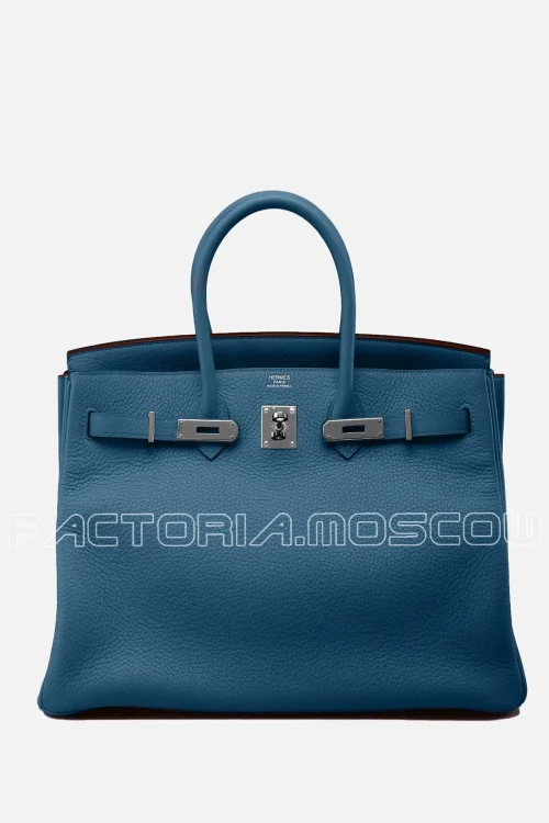 Hermes Birkin 35 Clemence Colour Blue de Galice PHW