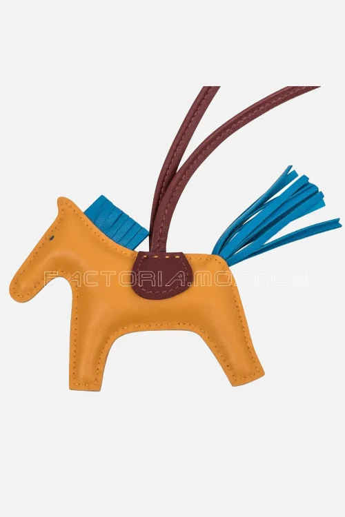 Hermes Rodeo PM Bag Charm Jaune Ambre / Blue Zanzibar / Rouge H