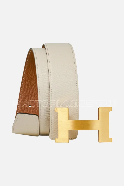 Hermes Belt Constance 42mm Gold / Craie Brushed Gold Buckle