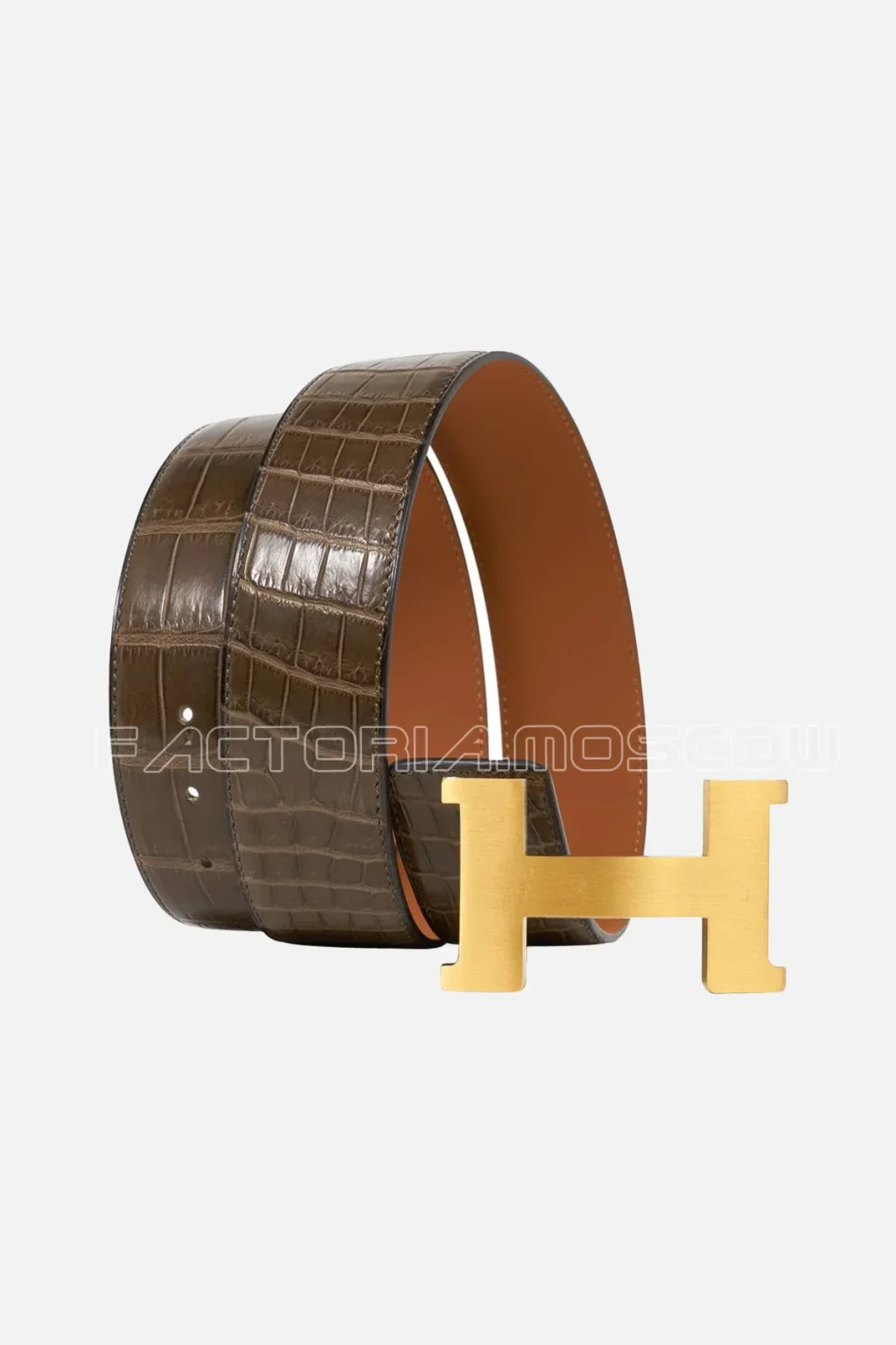 Hermes Constance Belt 42mm Gris Elephant Matte Porosus Crocodile/Gold