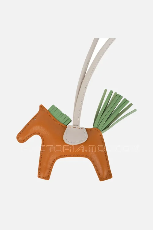 Hermes Rodeo PM Bag Charm Sesame / Vert Criquet / Craie