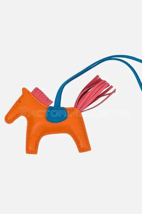 Hermes Rodeo PM Bag Charm Orange Poppy / Blue Zanzibar / Rose Azalee