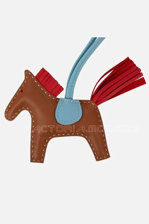 Hermes Rodeo PM Bag Charm Gold / Rouge Indien / Blue Celeste