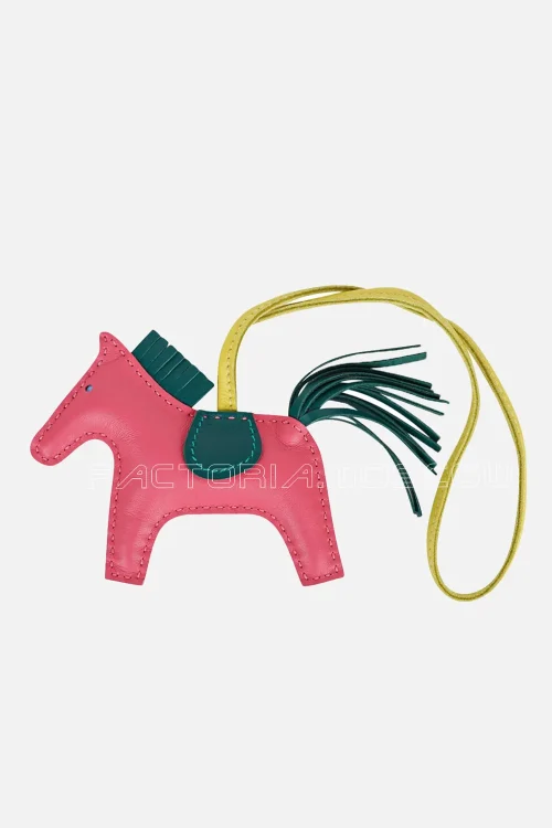 Hermes Rodeo PM Bag Charm Rose Azalee/ Malachite / Lime