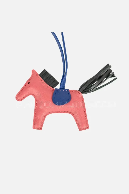 Hermes Rodeo PM Bag Charm Rose Azalee/ Vert Cypress / Blue Electric