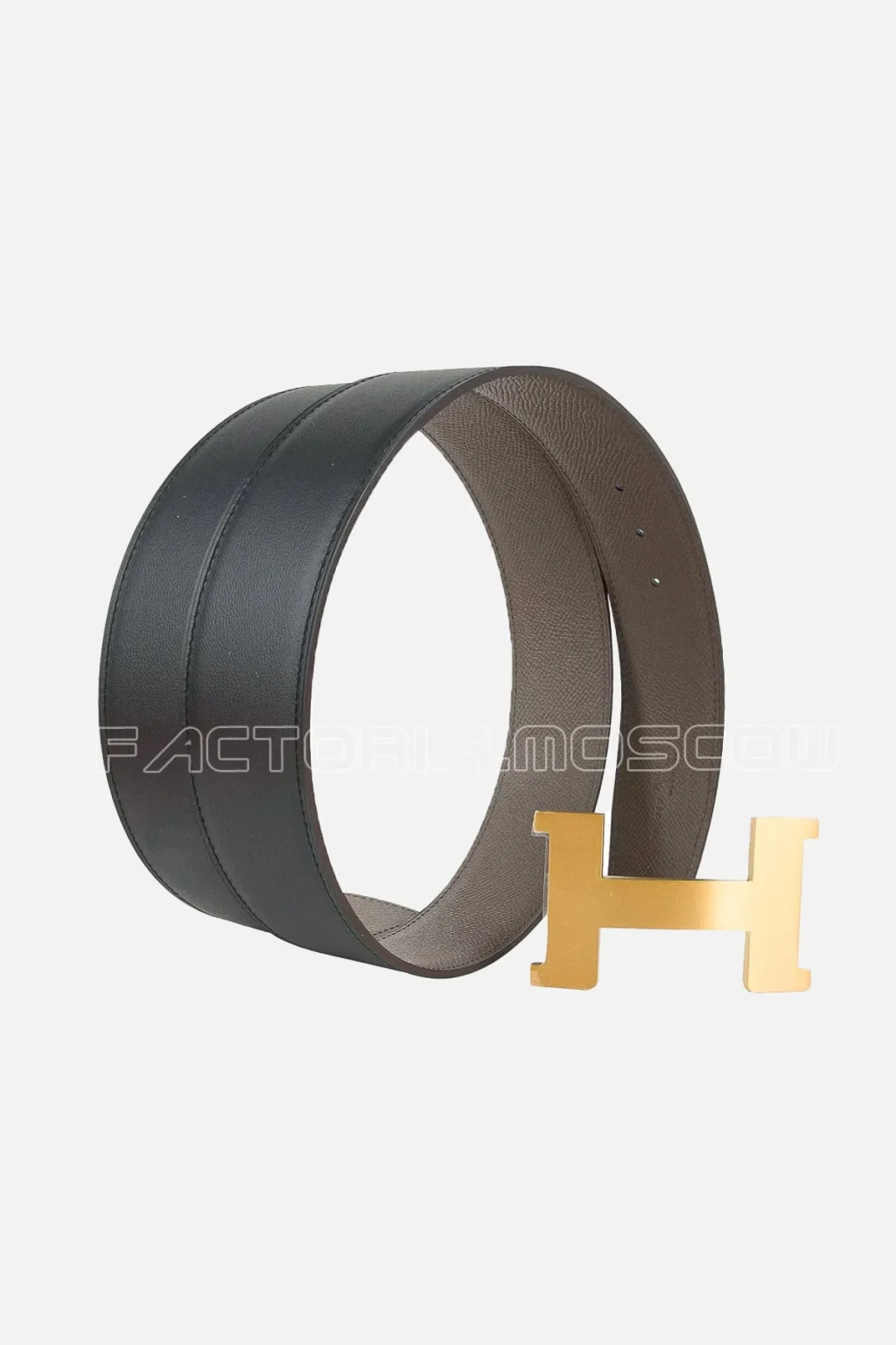 Hermes Belt H Constance 42mm Etain / Black Brushed Gold Buckle