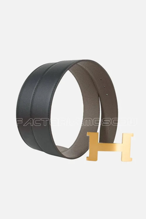 Hermes Belt H Constance 42mm Etain / Black Brushed Gold Buckle