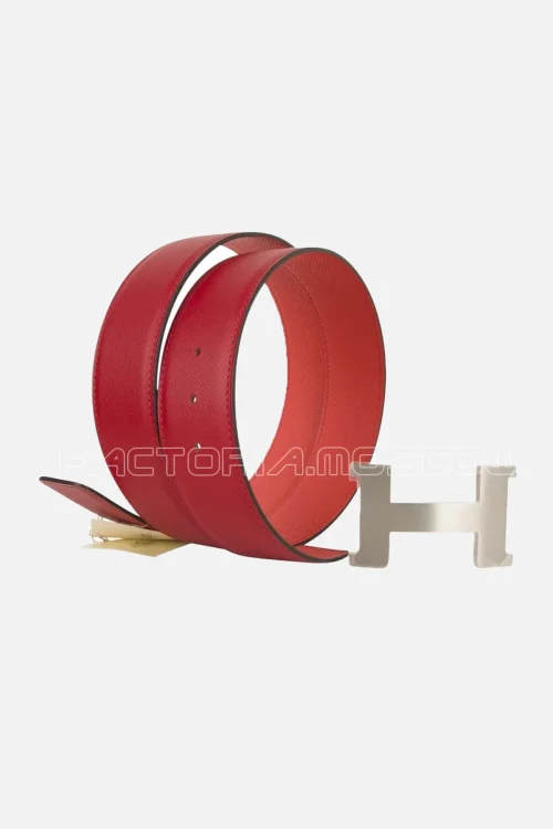 Hermes Belt Constance 42mm Rouge Casaque/Rose Jaipur Brushed Palladium