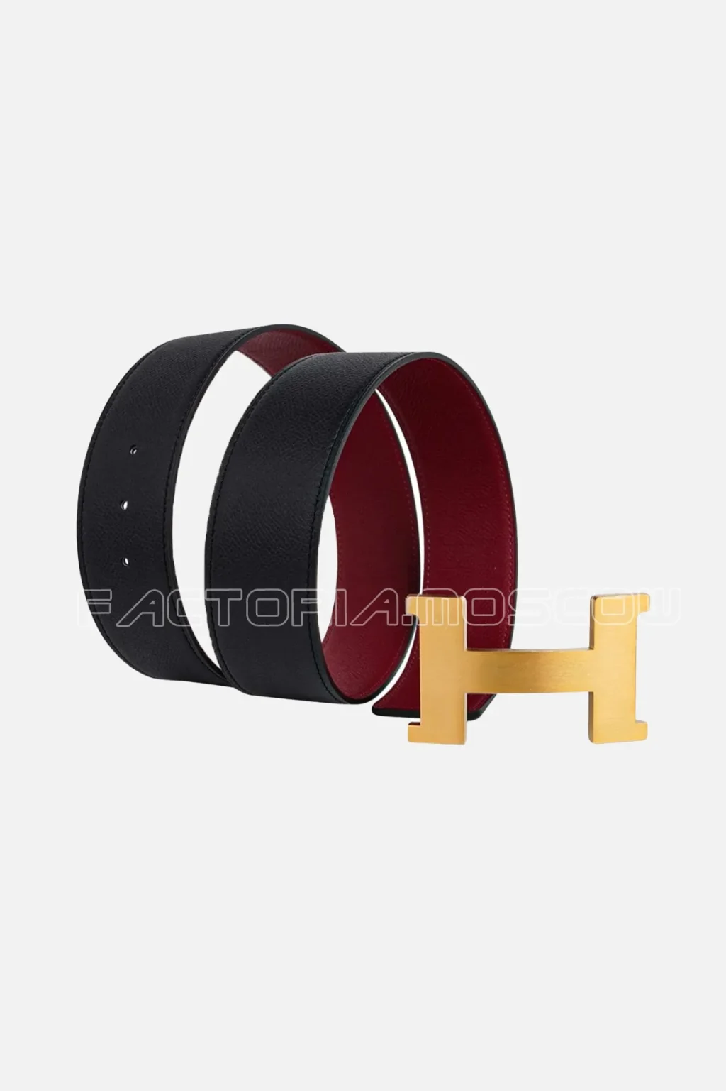Hermes Belt Constance 42mm Black/Rouge H Brushed Gold Buckle
