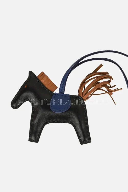 Hermes Rodeo PM Bag Charm Black / Blue Sapphire / Gold