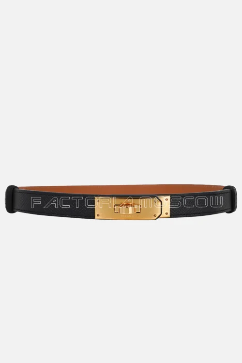 Hermes Kelly 18 Belt Black/Orange Epsom Hardware Gold