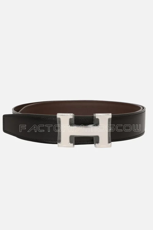 Hermès 32mm Reversible Black/Chocolate Constance H Belt 85 Palladium Buckle