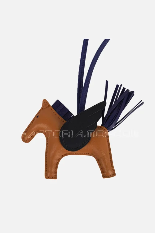 Hermes Rodeo PM Pegase Bag Charm Sesame / Black / Bleu Sapphire