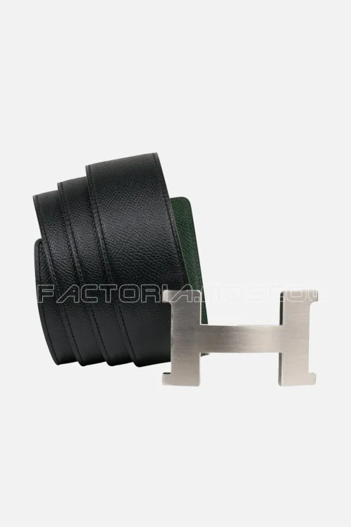 Hermes Belt Constance 42mm Black / Vert Anglais Brushed Palladium Buckle